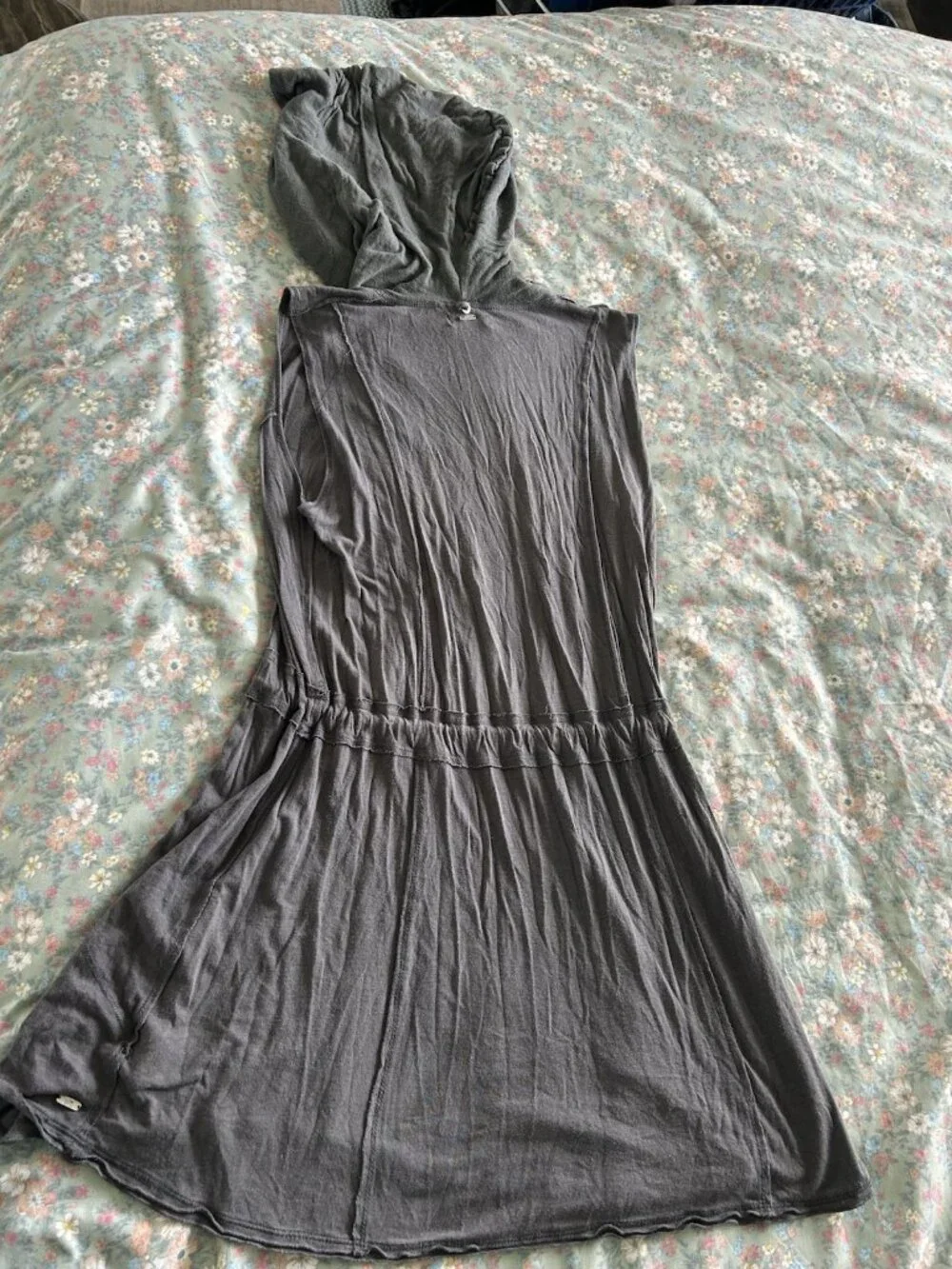 Alo Yoga Charcoal Grey Draped Cowl Neck Or Hooded Drawstring Dress Size XL - Picture 3 of 7